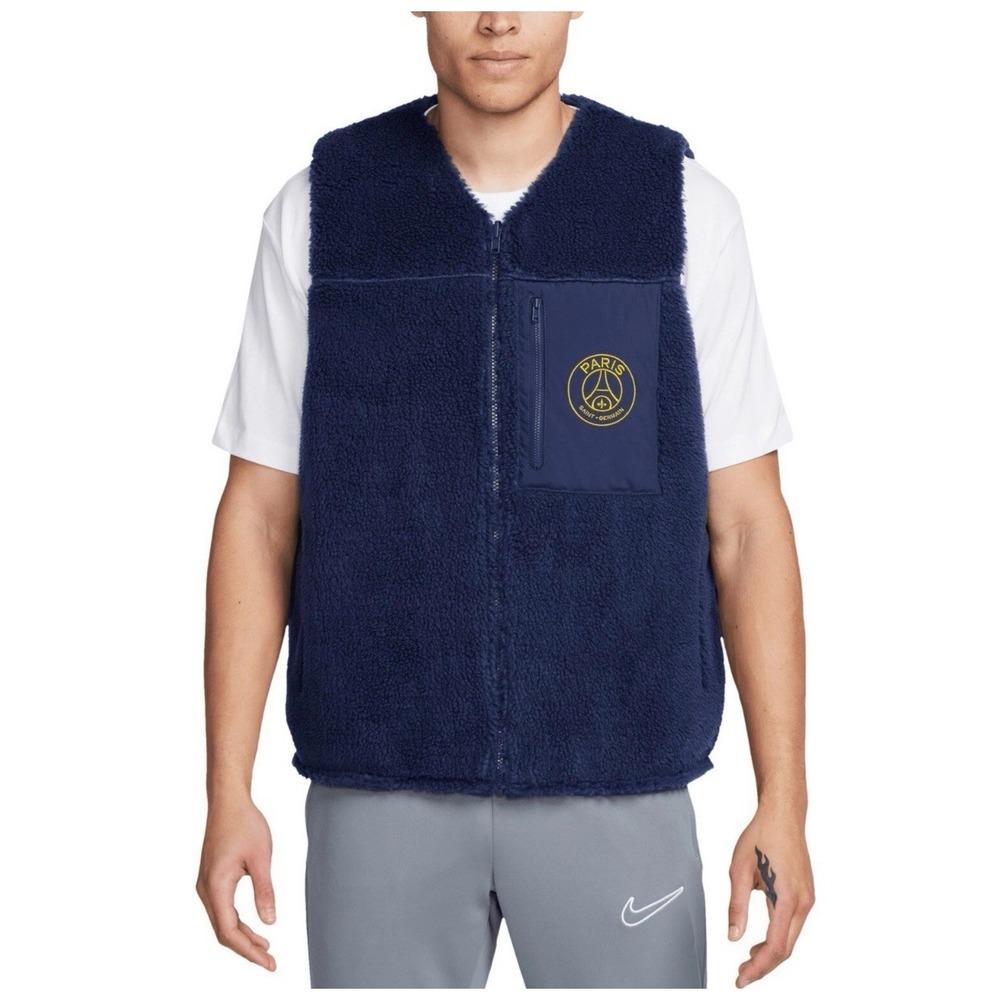 Nike‎ Men Size MEDIUM Navy Paris Saint-Germain Club Winterized Full-Zip Vest NEW